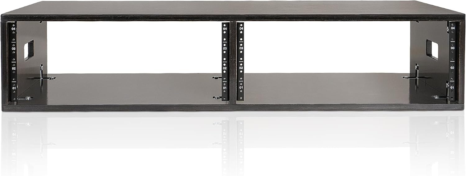 Sound Town DIY 2 x 4U Double-Bay Studio Rack for Home Studio and Recording Room, Baltic Birch Plywood, Black Espresso (SDRK-D4D)