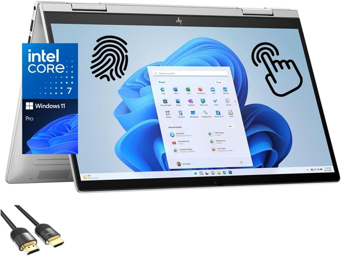 HP Envy 2-in-1 Laptop, 14' FHD Touchscreen Display, Intel Core 7-150U (10-Cores Beats i7-1355U), 16GB RAM, 512GB PCIe SSD, WiFi 6E, Backlit KB, FP Reader, Webcam, USB-C, HDMI, PDG HDMI, Win 11 Pro
