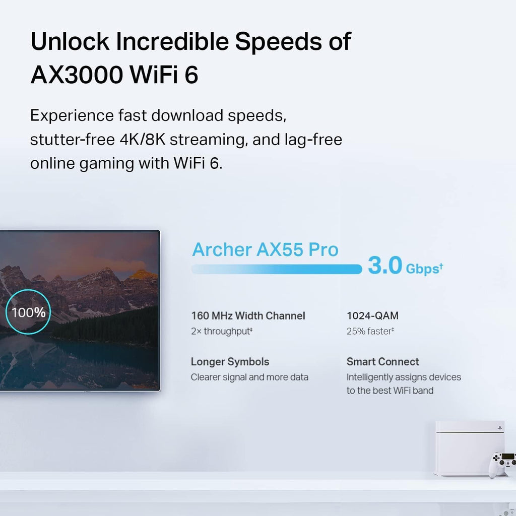 TP-Link AX3000 WiFi 6 Router (Archer AX55 Pro) - Multi Gigabit Wireless Internet,2 x 2.5 Gbps Ports,Dual Band,VPN Router,OFDMA,MU-MIMO,USB 3.0 Port,WPA3,Compatible with Alexa,(Pack of 10)