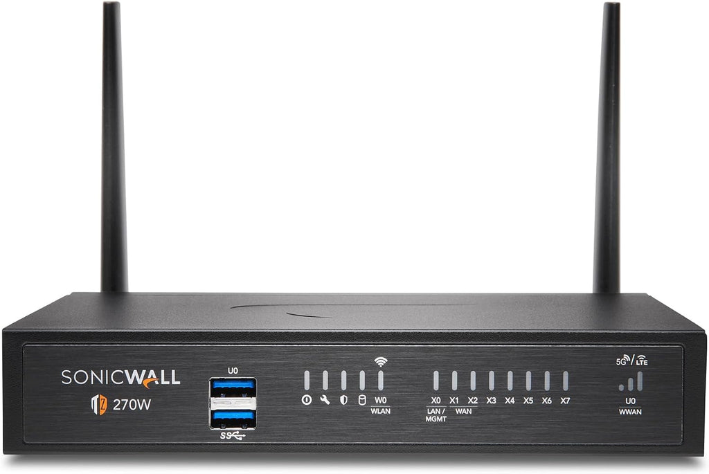 SonicWall TZ270W Wireless Gen7 Firewall | SMB Wi-Fi Security Appliance with 2 Gbps Firewall Speed, Integrated Wireless Radios, Threat Protection, and Cloud Management (02-SSC-8444)