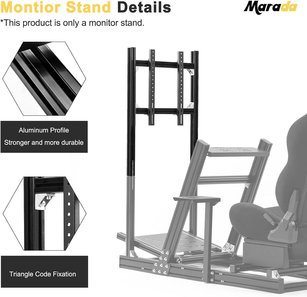 Marada Racing Simulator Cockpit Monitor Stand Support Screens Racing Simulator from 27 to 65 inches Fit for Logitech G27 G29 G920 G923, for Thrustmaster T128X T248 T300, for Fanatec, Without Cockpit