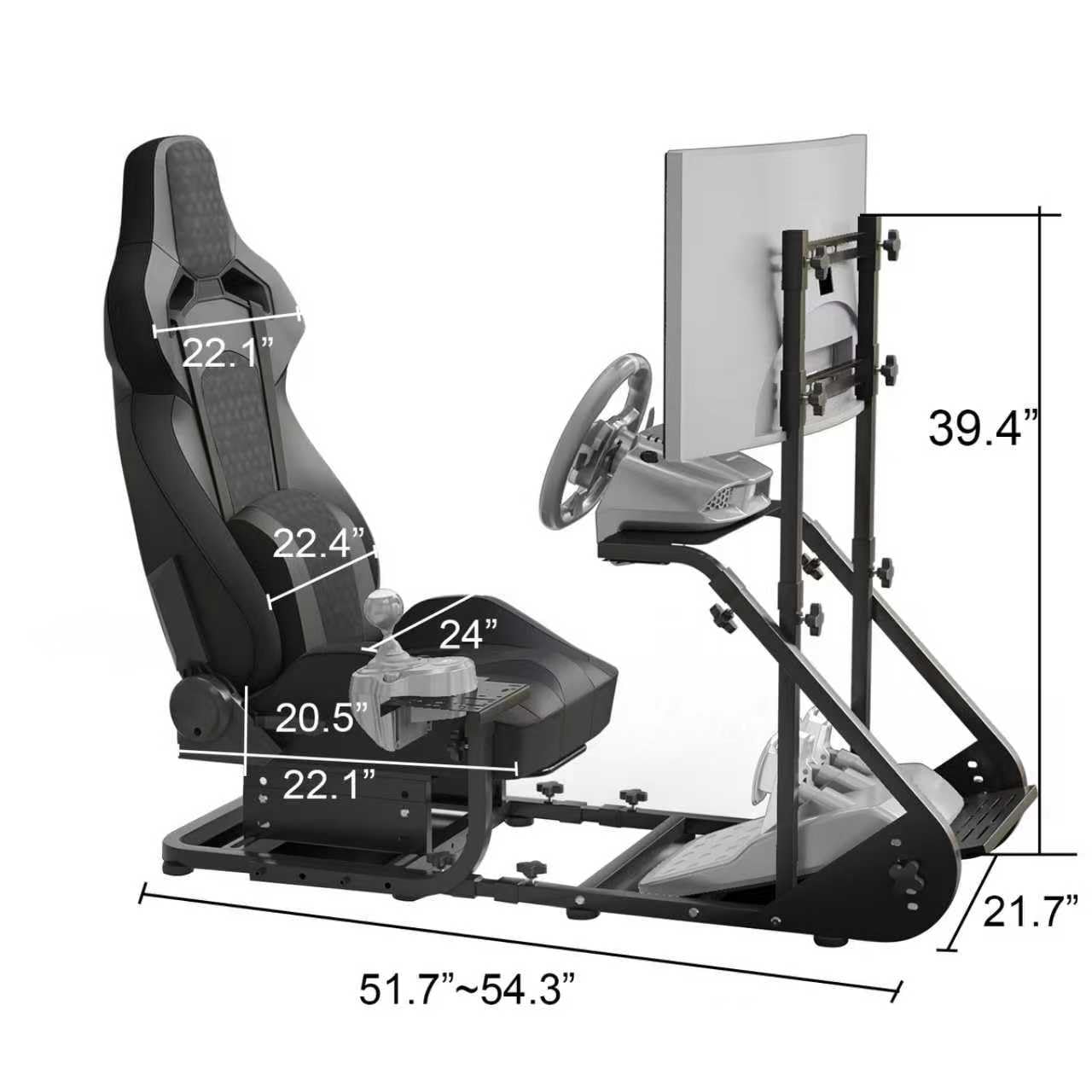 Runboll Racing Simulator Cockpit with Monitor Mount Fits for Logitech G923/G29/G920, Fanatec, Thrustmaster, and PXN, Adjustable Driving Simulators Without Handbrake, Pedals, Shift and Monitor