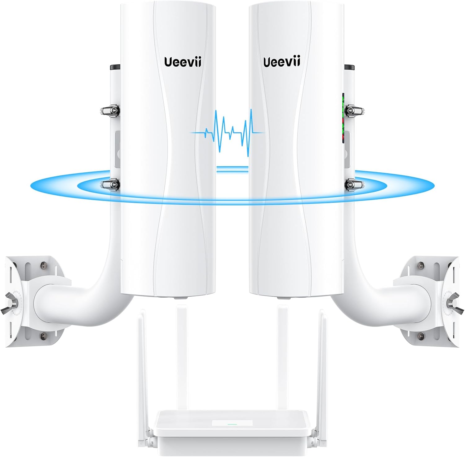 Point-to-Point Wireless Bridge System UeeVii CPE688KIT,With WiFi 6 AX3000 Router, Adjustable Installation Brackets, 5KM Range, Dual Gigabit Ports, 24V/48V POE Power Supply–Complete Wireless Bridge Kit