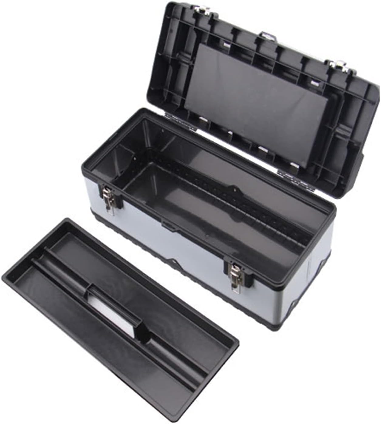 Portable Tool Box Tool Box, Stainless Steel and Plastic Construction - Removable Tray, Tool Box Organizer with Aluminum Handle Double Lock Small Parts Box (Size : 50 * 22.5 * 25cm)