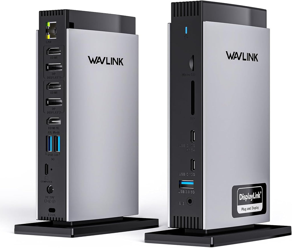 WAVLINK USB C Docking Station with 3 HDMI, 15 in 1 Laptop Dock Triple Monitor 4K+Dual 2K, 100W Charging for M1 M2 M3 Mac and Windows, 5 USB Ports, 2DP, 1Gbps Ethernet Port, Audio/Mic, SD/TF