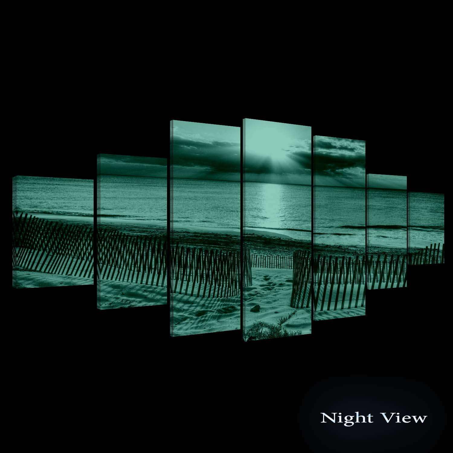 Startonight Huge Canvas Wall Art Sunset On The Shore - Large Framed Set of 7 40' x 95'