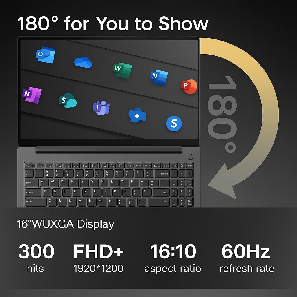 Lenovo 2025 New Thinkbook Business Laptop, Intel Core i5-13420H 8-Core Processor, 16' LED FHD Anti-Glare Display, 32GB RAM, 1TB SSD, Wi-Fi 6, Long Battery Life, Ultra Slim Design, Windows 11 Pro