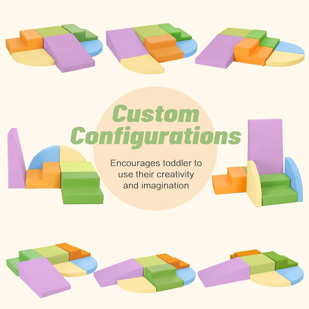 TODIBY 6-Piece Foam Climbing Blocks for Toddlers: Baby Foam Climbing Gym PU Leather Colorful Indoor Toy Building Blocks