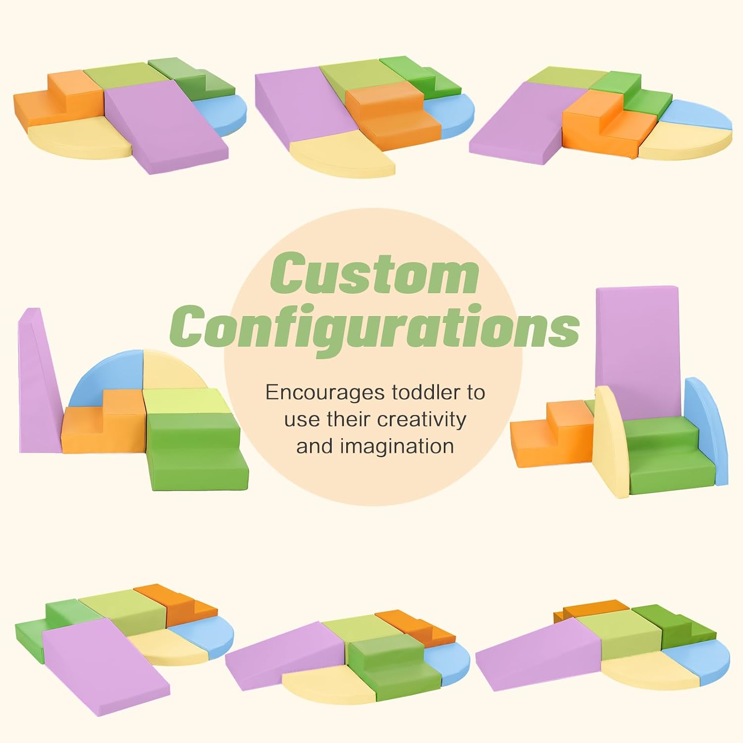 TODIBY 6-Piece Foam Climbing Blocks for Toddlers: Baby Foam Climbing Gym PU Leather Colorful Indoor Toy Building Blocks