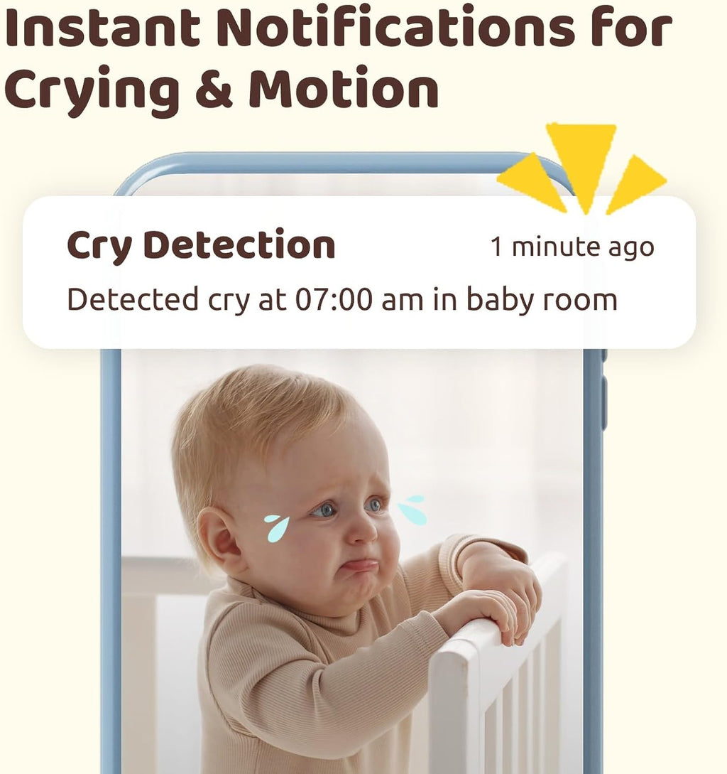 NETVUE Peekababy Baby Camera Monitor Video - Baby Monitor with Camera and Audio, 5' Display, 2-Way Talk, 4 in 1 Bracket Meets The Needs in All Scenarios, Smart Phone App, Cry Detection