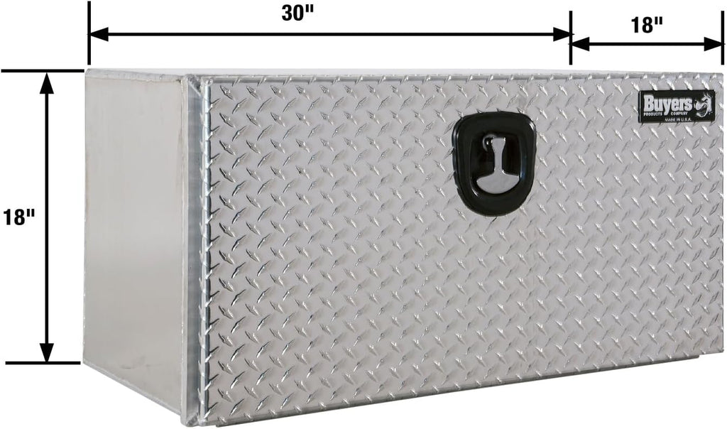 Buyers Products 1706503 Silver Pro Series Aluminum Underbody Truck Box with Diamond Tread Door, 18x18x30 Inches, Durable Vehicle Tool Box for Storage and Organization