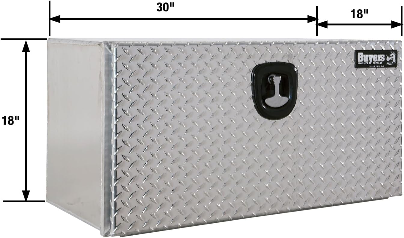 Buyers Products 1706503 Silver Pro Series Aluminum Underbody Truck Box with Diamond Tread Door, 18x18x30 Inches, Durable Vehicle Tool Box for Storage and Organization