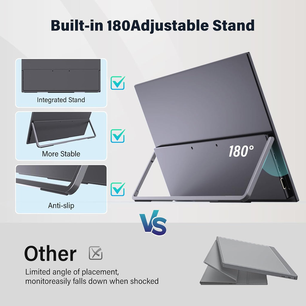 InnoView 15.6' Portable Monitor 120Hz 2K QHD 2160x1440 | 100% sRGB HDR | Second Monitor with 2 USB-C & HDMI Ports |Travel Monitor for Laptop MacBook/Switch/PS5/Xbox(Adapter Not Included)