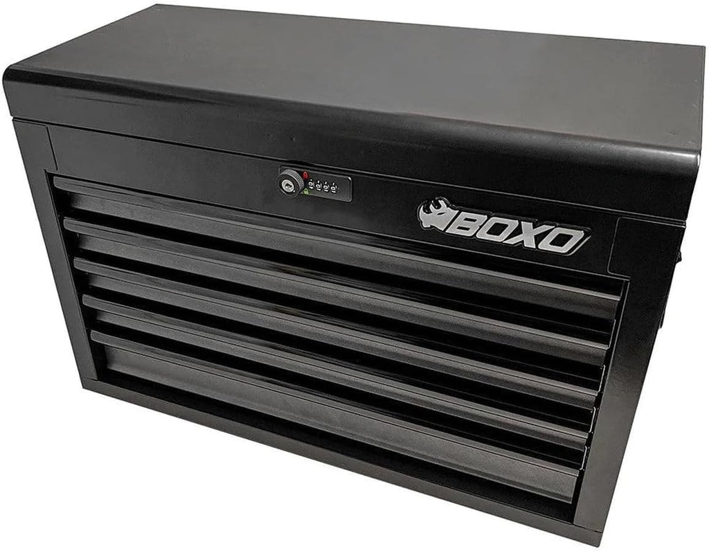 BOXO USA Heavy Duty 26' Toolbox 103 Piece MotoBox Locking Tool Set with 5 Drawers Carry Box (Black)
