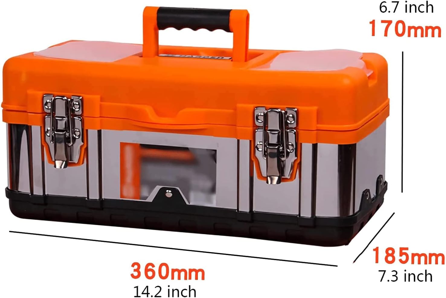 LIOONS Tool Box Metal Lockable High Capacity Plastic Tool Boxes Portable Tool Set with Removable Tray Storage Case Sturdy Tool Kit