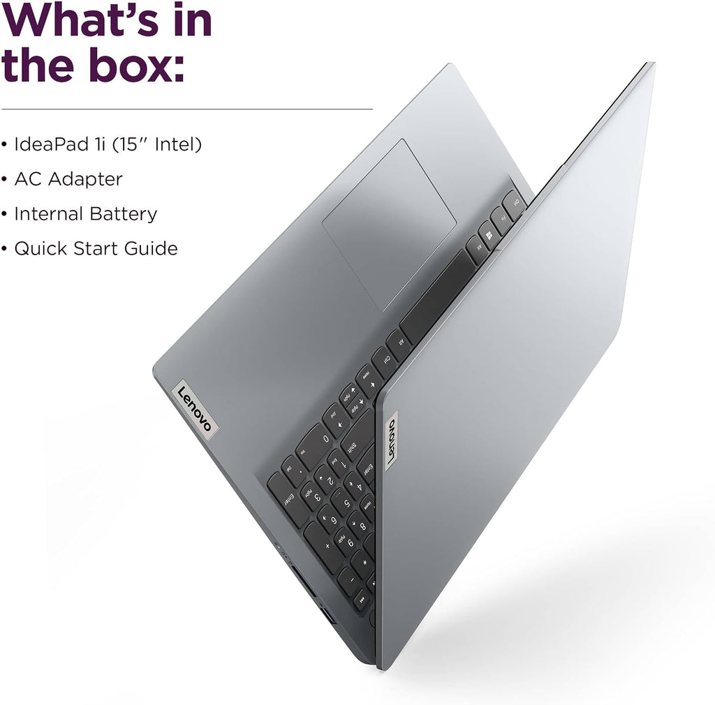Lenovo IdeaPad 1i 15.6' HD Laptop (12GB RAM, 512GB PCIe SSD, 1-Year Microsoft Office 365, Intel Celeron N4500) for Student, Home, Business, Numeric Keypad, Webcam, HDMI, Wi-Fi 6, Win 11 Home in S Mode