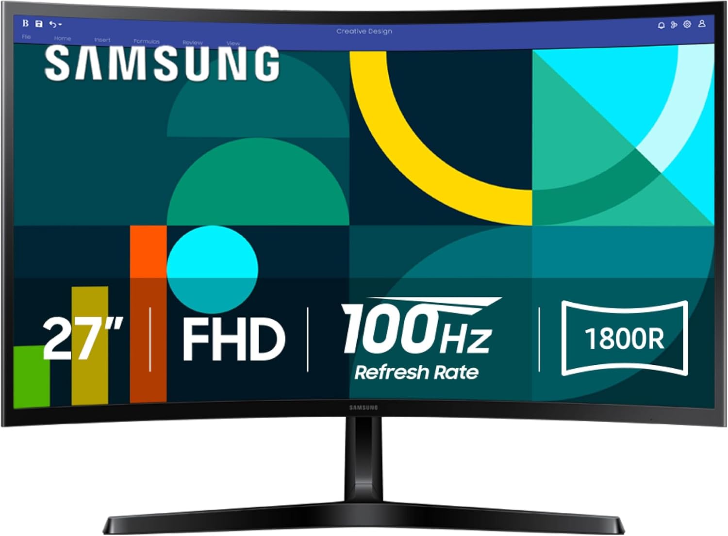 Samsung 27' Essential S3 (S36GD) Series FHD 1800R Curved Computer Monitor, 100Hz, Game Mode, Advanced Eye Comfort, HDMI and D-sub Ports, LS27D366GANXZA, 2024