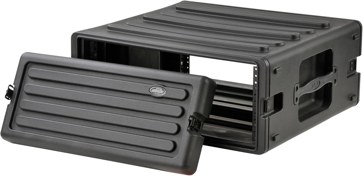SKB 4U Roto Rack Case - Durable Polyethylene Gear Protector, Stackable, Waterproof with Twist Latches & Rubber Feet for Musicians, DJs, and A/V Equipment - Secure Transport & Storage Solution