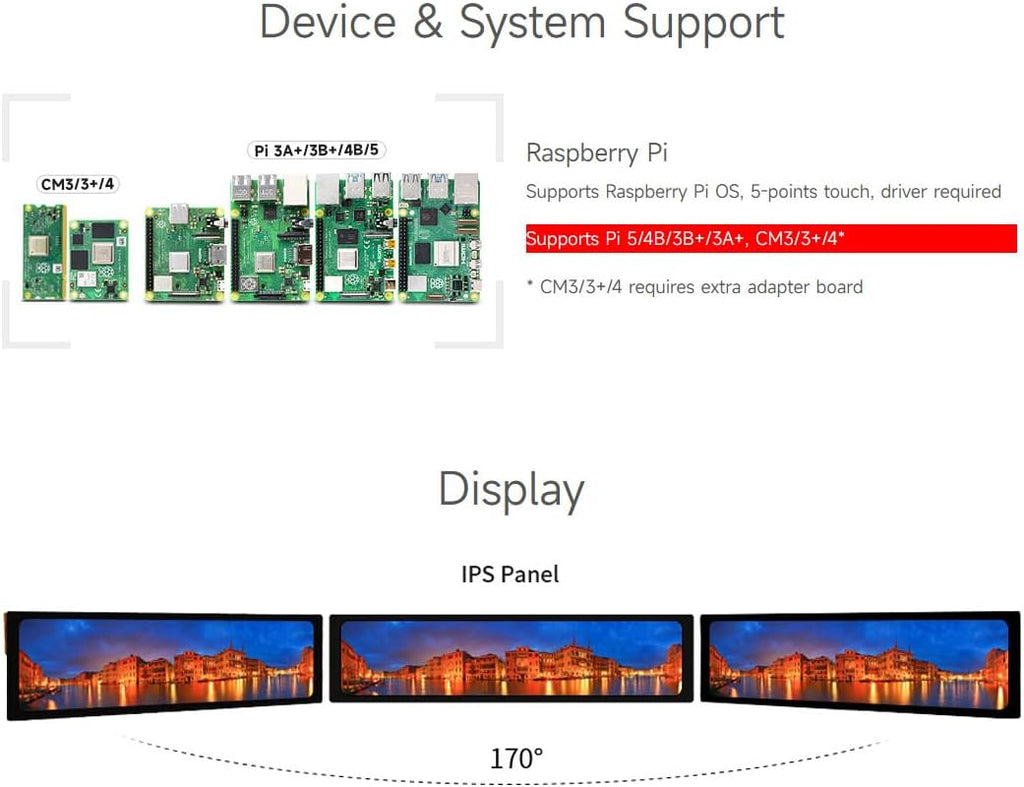 waveshare 11.9inch Capacitive Touch Display Compatible with Raspberry Pi 5/4B/3B/Zero/Zero W/Zero 2W/Pico/Pico W/Pico WH, 320×1480 Resolution IPS DSI Interface