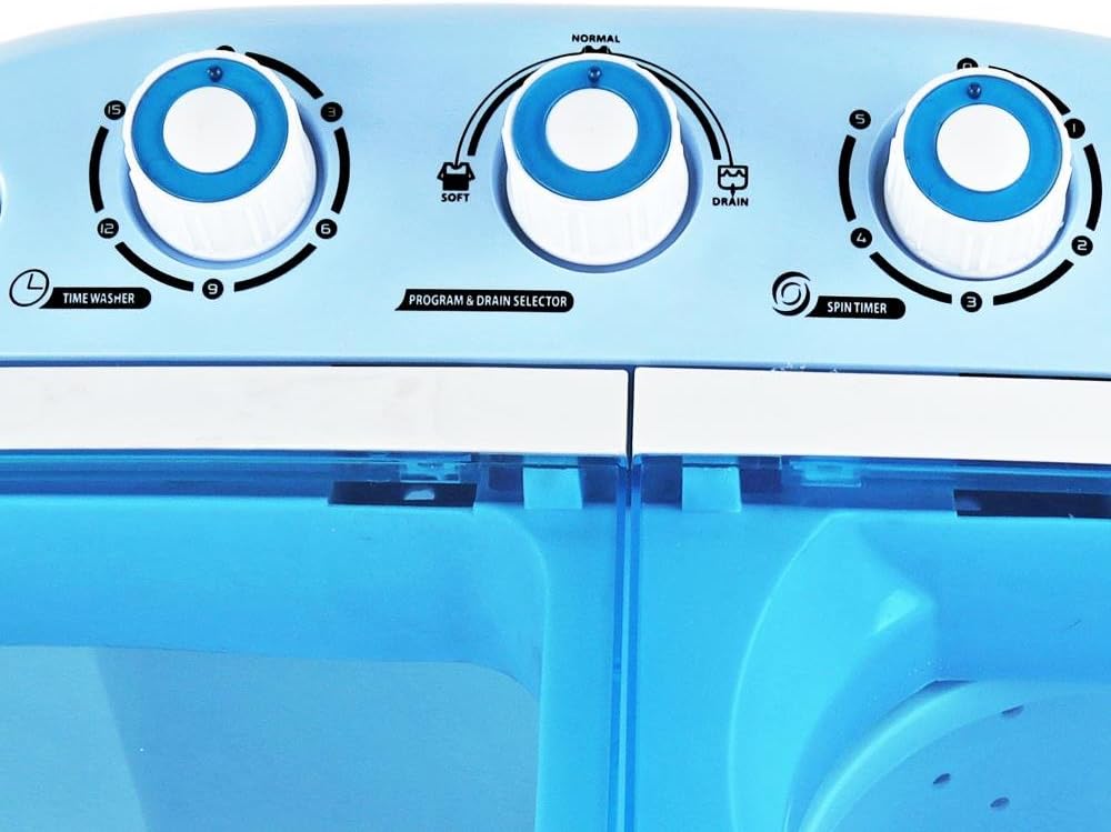 Pyle Upgraded Version Pyle Portable Washer & Spin Dryer, Mini Washing Machine, Twin Tubs, Spin Cycle w/Hose, 11lbs. Capacity, 110V - Ideal For Compact Laundry