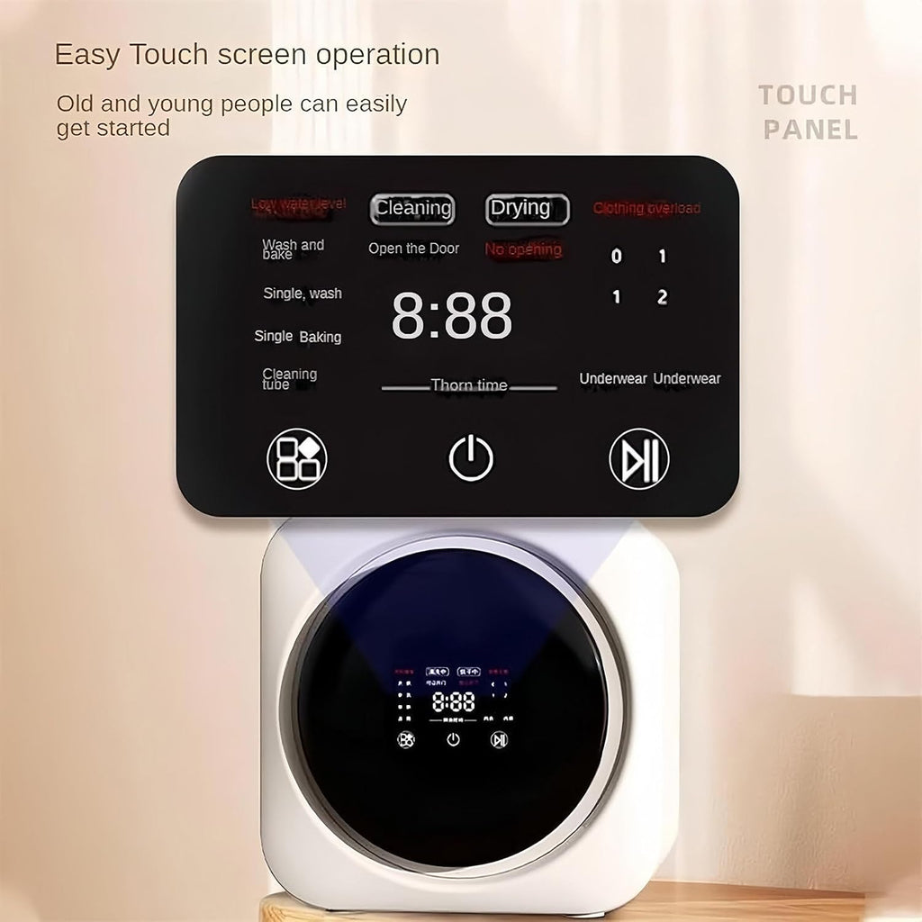 2 in 1 Mini Portable Washer and Dryer Combo, Mini Washing Machine with LCD Control Panel, Stainless Steel Drum, for Small Items of Clothing, Underwear, and Socks