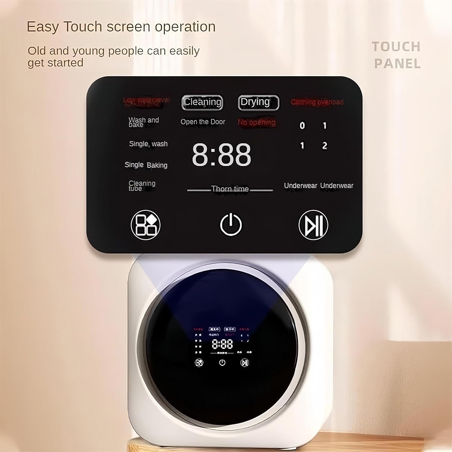 2 in 1 Mini Portable Washer and Dryer Combo, Mini Washing Machine with LCD Control Panel, Stainless Steel Drum, for Small Items of Clothing, Underwear, and Socks