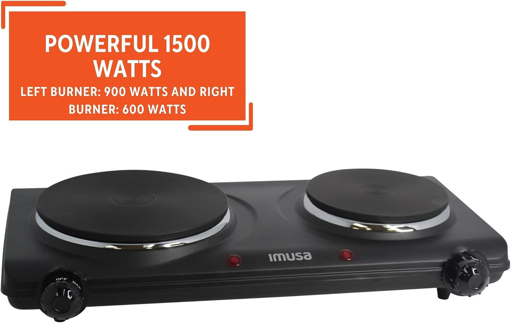 IMUSA Double Electric Hot Plate, Black (Pack of 3)
