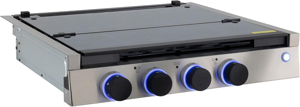 RecPro RV Built In Gas Cooktop | 2 Burner or 3 Burner | RV Cooktop Stove | 6,500 and 8,000 BTU Burners | Cover Included (3 Burner Stainless Steel)