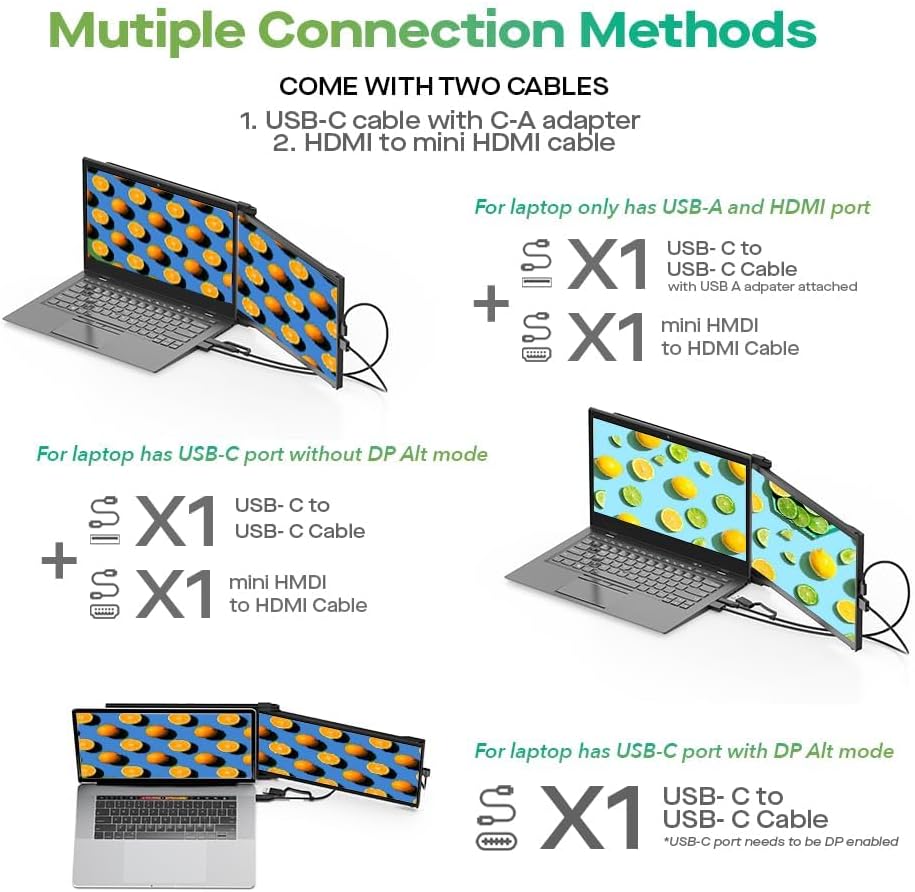 Mobile Pixels New Duex Max DS 14.1'' FHD 1080p Laptop Screen Extender, USB Type-C/HDMI Ports, Portable Monitor for 14'' to 17 Inch Laptops, Compatible with macOS/Windows/Apple/Android/Switch(Black)
