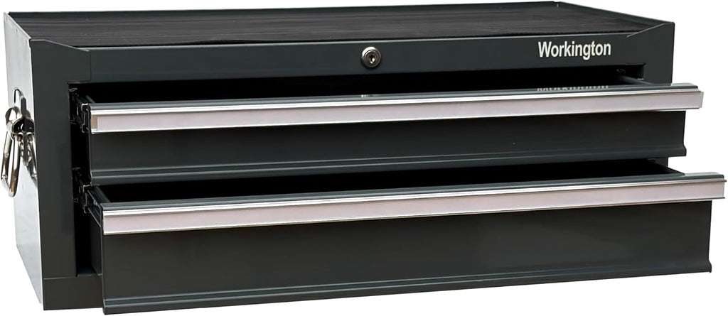 Workington Industrial 2 Drawers Portable Metal Intermediate Box, 26' Middle Tool Chest Cabinet with Ball Bearing Drawer Slides, Steel Tool Storage Box Organizer 4008 Gray