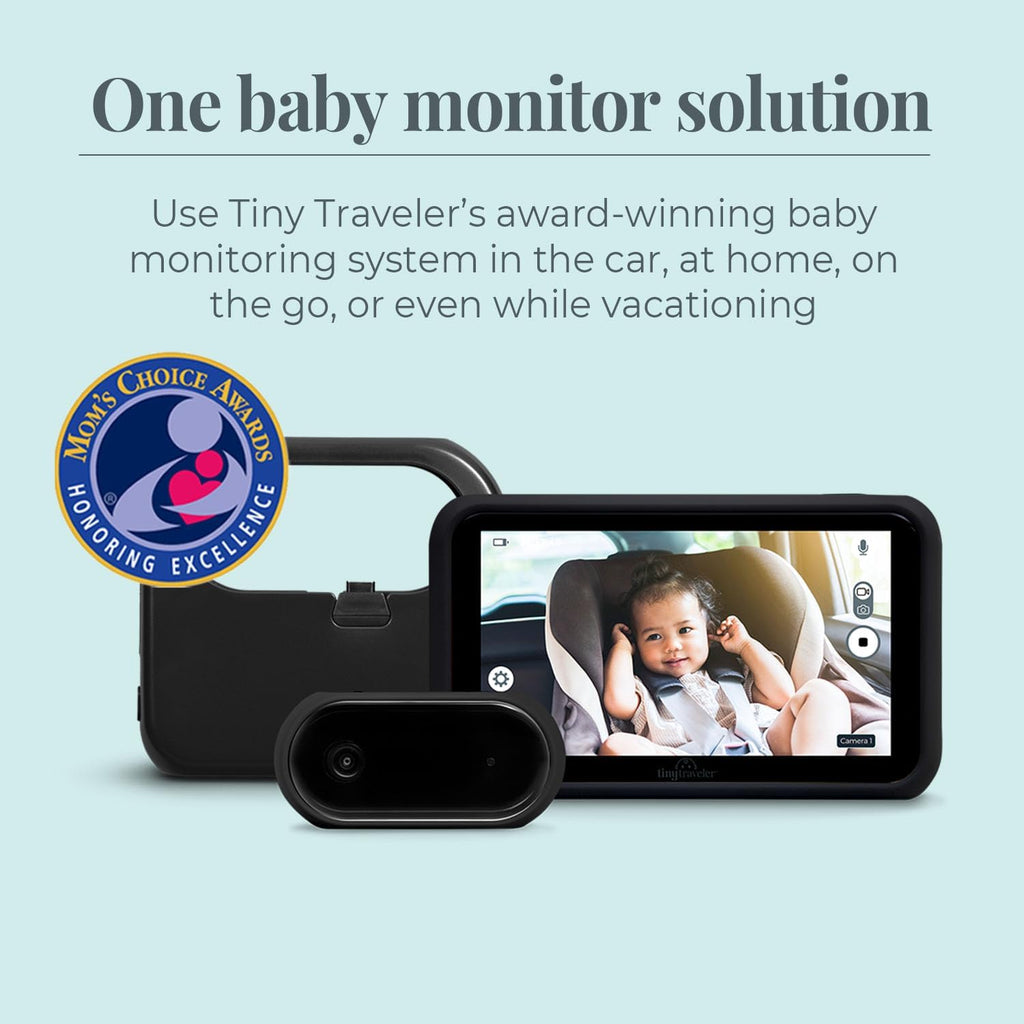 Tiny Traveler Baby Monitor - Tiny Wireless Basic Kit (TT002PBB) with Power Bank - Wireless Baby Car Monitor Camera, 8 Hours Power Bank, Night Vision, Video Record & Share, 5' Touchscreen LCD - Black