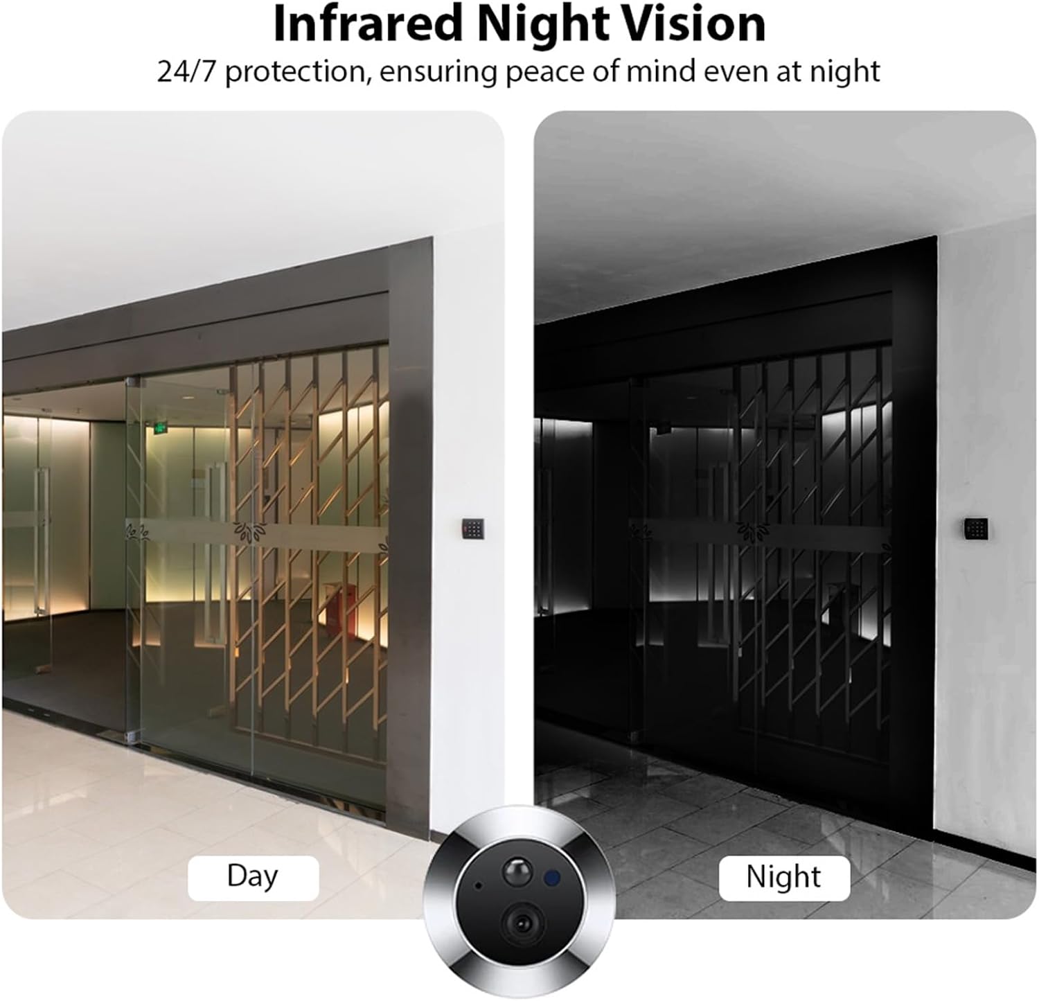 Smart Video Doorbell Camera, WiFi Door Peephole Camera with 4.3in Display Monitor, Tuya APP Wireless Digital Door Viewer, Smart Motion Detection, Night Vision, Rechargeable 5000Ah Battery