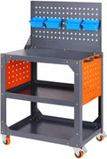 Tool Box Heavy Duty Rolling Tool Cart with Three-Tier Thickened Storage Shelves and Wheels, Steel Utility Cart for Garage Warehouse Repair Shop Tool Storage