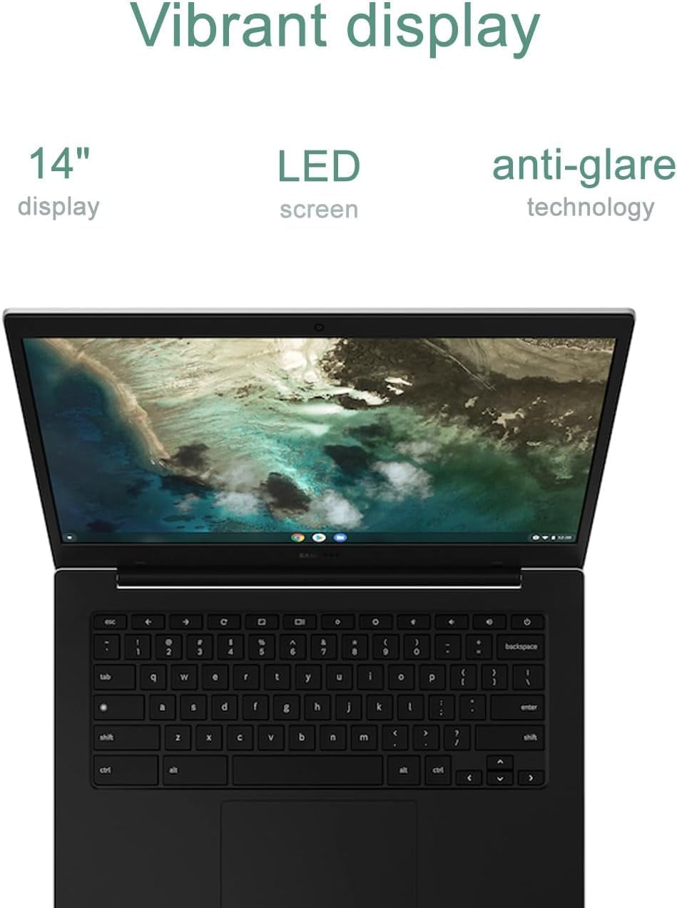 SAMSUNG Galaxy Chromebook Go Laptop (14' LED, Intel Celeron N4500, 320GB Storage (64GB eMMC+256GB SD Card)) For Home & Student, 12-Hr Long Battery, Spill-Resistant, Webcam, Wi-Fi 6, Chrome OS, Silver