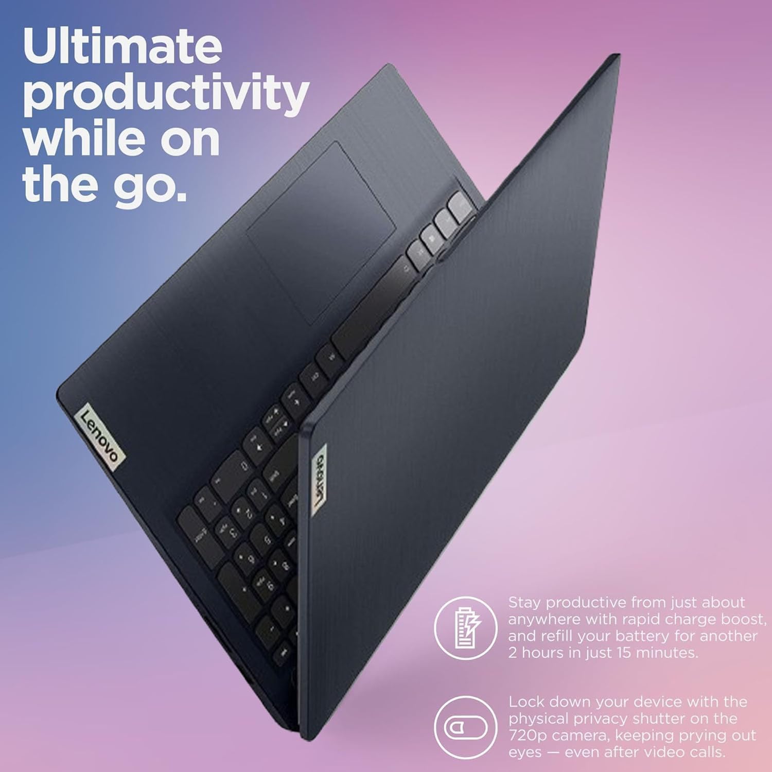Lenovo IdeaPad 15.6' Laptop, Intel Dual-Core CPU, 8GB RAM, 128GB eMMC, Wi-Fi 6, USB-C & HDMI, Windows 11 + 1-Year Microsoft Office 365, w/Dolby Audio & Privacy Shutter & WOWPC Recovery USB (Renewed)