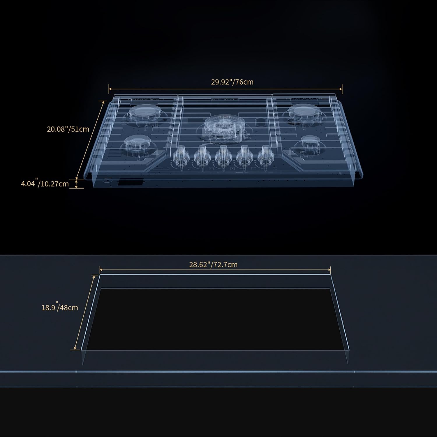 Empava 30 Inch Gas Cooktop, Stove Top LPG/NG Convertible, 5 SABAF Sealed Burners Made in Italy, Ion Ignition Technology,CSA Certified,in Stainless Steel, for Homes, kitchens