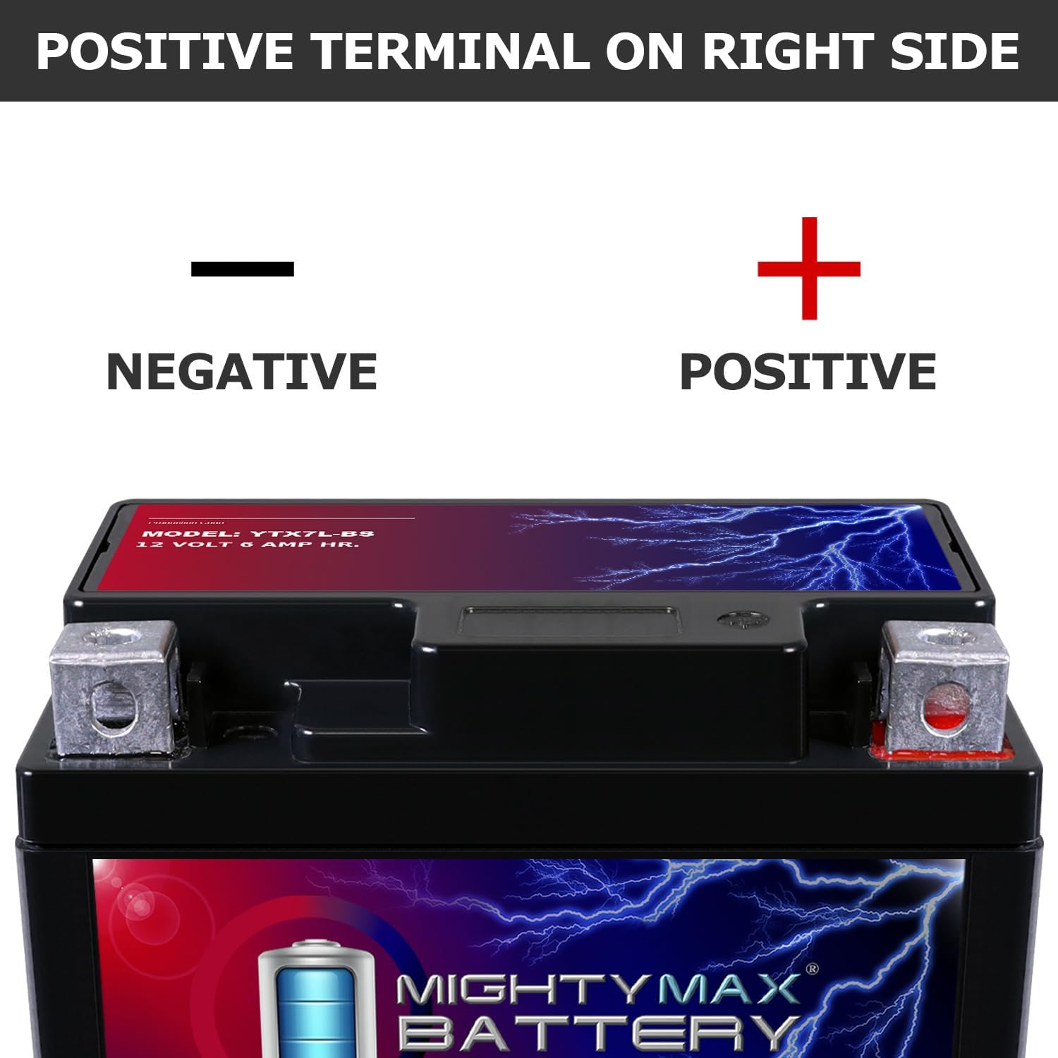 Mighty Max Battery YTX7L-BS 12V 6AH Sealed AGM Battery for Motorcycle - 6 Pack