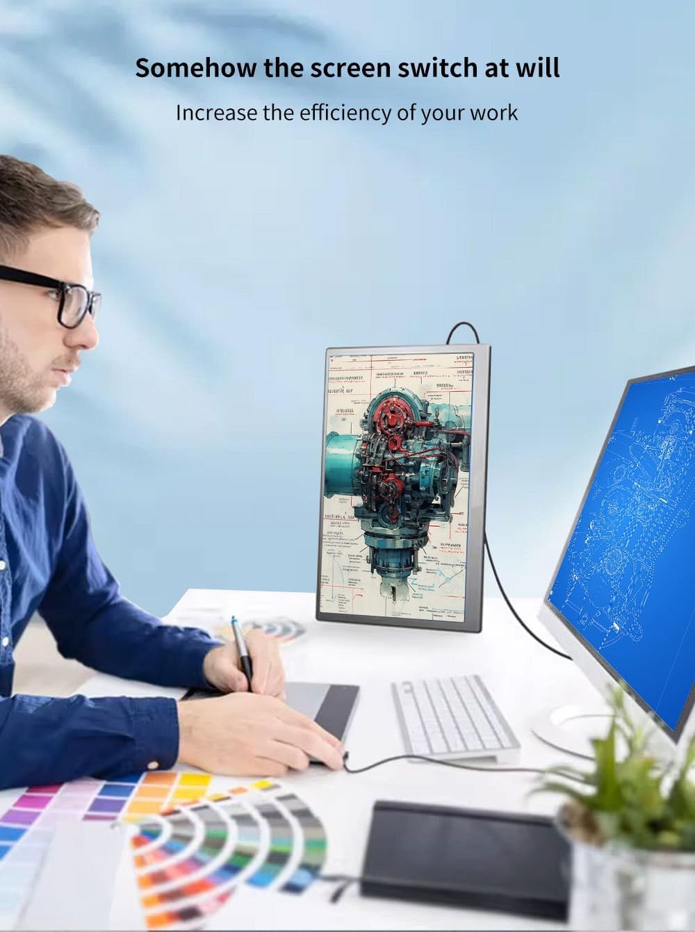 cjc 18.5' FHD Portable Touch Screen Monitor with Kickstand - USB C HDMI External Travel Display for Laptop, Phone, Gaming Console, Second Screen (18.5' 120Hz)