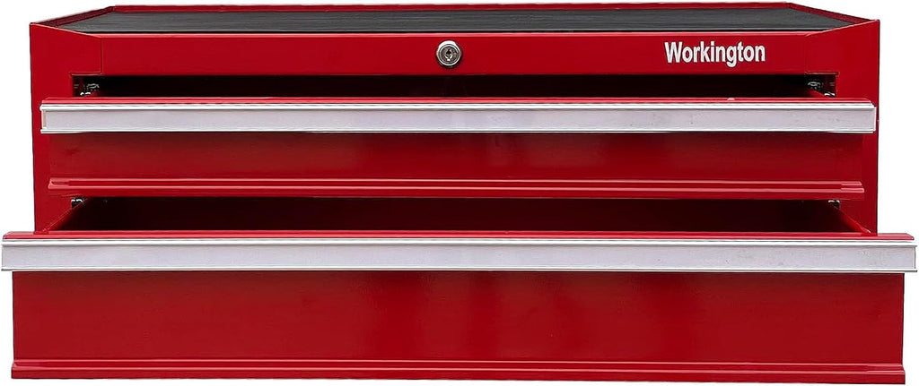 Workington Industrial 2 Drawers Portable Metal Intermediate Box, 26' Middle Tool Chest Cabinet with Ball Bearing Drawer Slides, Steel Tool Storage Box Organizer 4008 Red