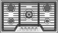 Empava 36 Inch Built-in Gas Cooktop with 5 Sealed SABAF Burners, Stainless Steel Surface, Ion Ignition, LPG/NG Convertible, Flame Failure Protection, Dishwasher Safe Grates