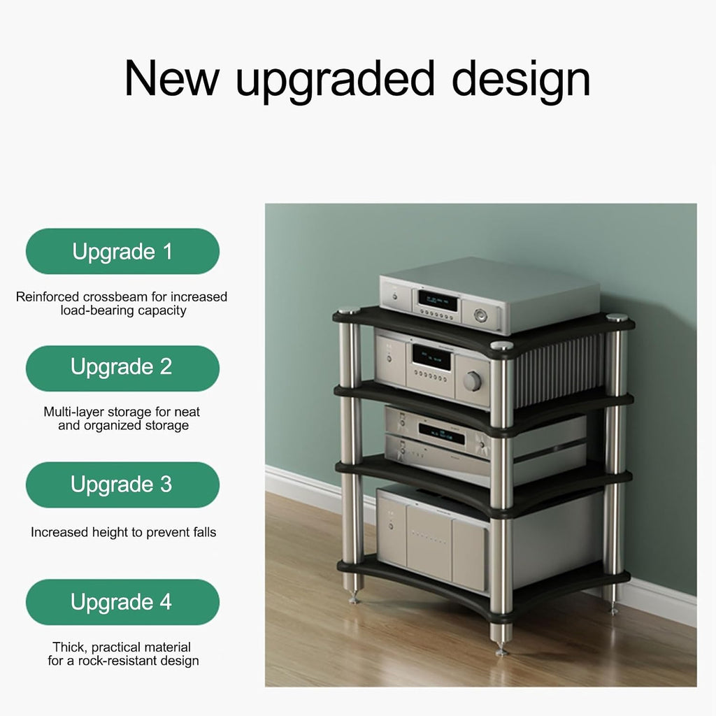 Stereo Cabinet, Home Stereo System Entertainment Components, Amplifier Rack/Audio-Video Shelving, for Gaming, Meeting, Living, Recording Room(White,10cm/3.9in)