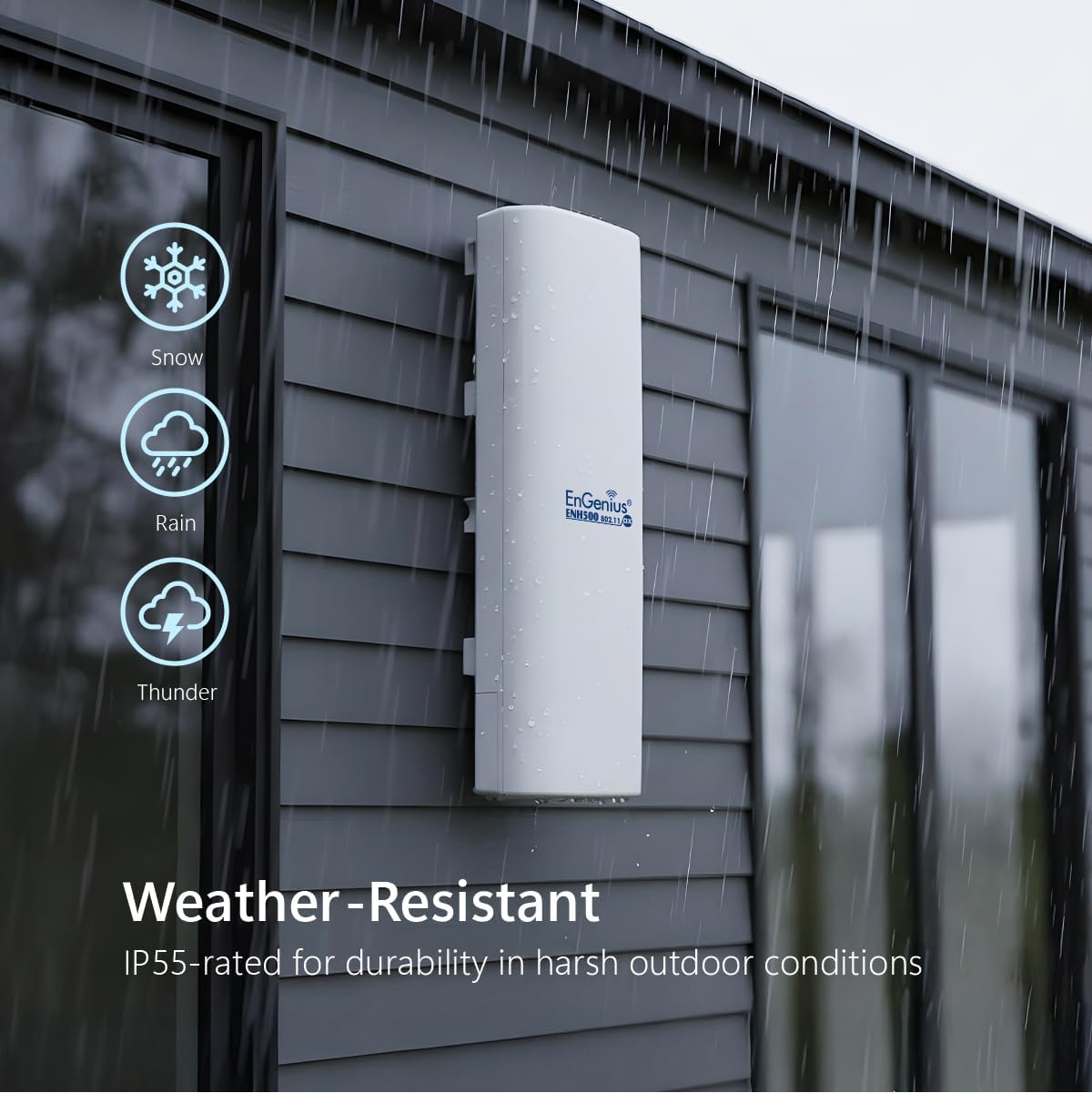 EnGenius ENH500-AX KIT 5GHz Wi-Fi 6 (802.11ax) 2x2 Outdoor Wireless Bridge, up to 1,200 Mbps, high 26 dBm Transmit Power, high gain 16 dBi Integrated Directional Antenna, IP55-rated (2-Pack)