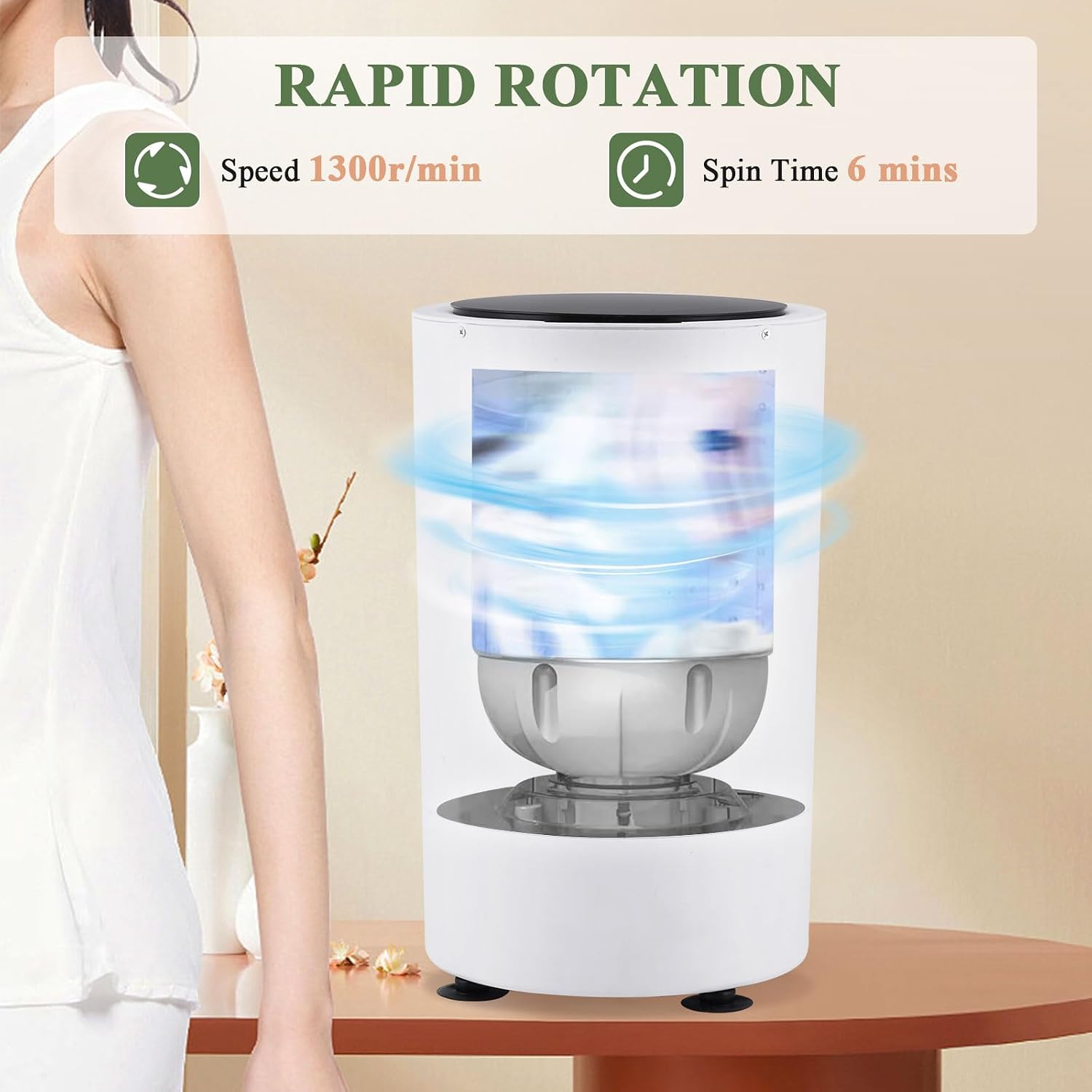 Compact Electric Spin Dryer 110V, Portable Mini Laundry Dryer for Apartments, Schools, Dorms, RVs, Camping