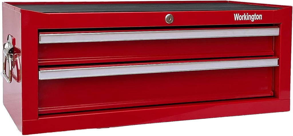 Workington Industrial 2 Drawers Portable Metal Intermediate Box, 26' Middle Tool Chest Cabinet with Ball Bearing Drawer Slides, Steel Tool Storage Box Organizer 4008 Red