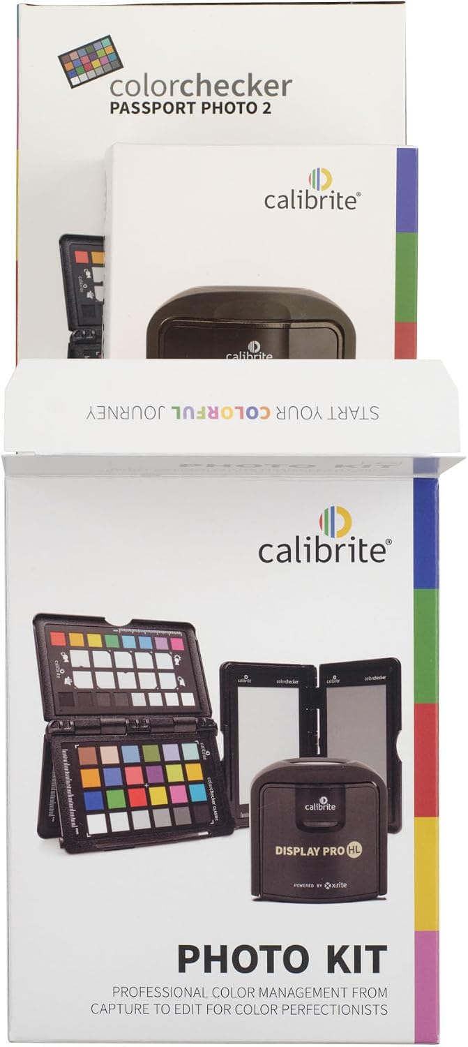 Calibrite Photo Kit w/Display Pro HL Monitor Calibration Colorimeter w/ColorChecker Passport Photo 2, Capture to Edit Color Workflow for RAW, Custom Camera Profiles, White Balance, Accurate Displays
