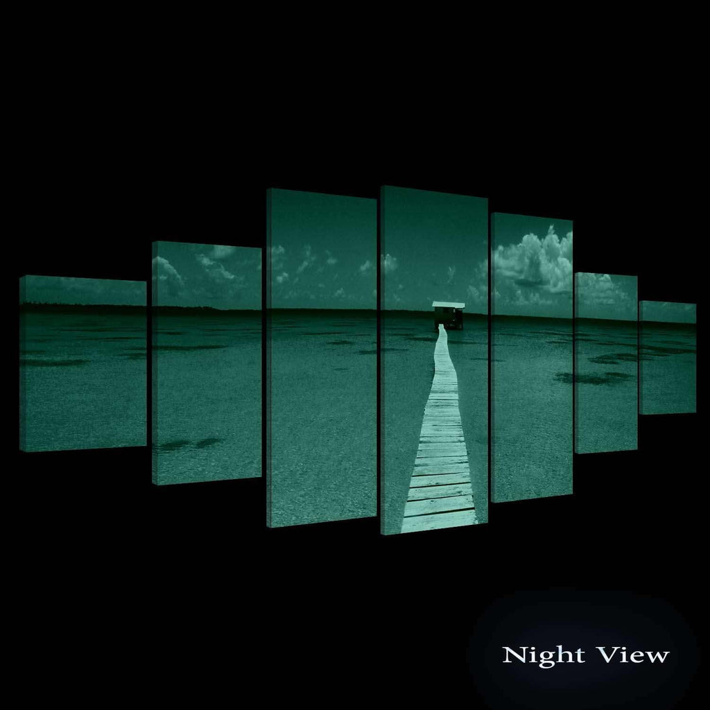 Startonight Huge Canvas Wall Art Summer Bridge Beach III - Large Framed Set of 7 40' x 95'