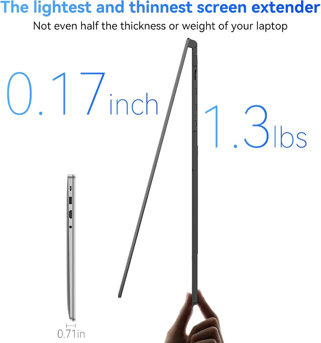 Blackview Laptop Screen Extender, 1.3lbs Ultra-Light & 0.17' Ultra-Slim, 14' FHD 1080P IPS Portable Laptop Monitor Extender, Travel Dual Monitor for 13-17',Plug & Play for Windows/Mac/Android/Switch
