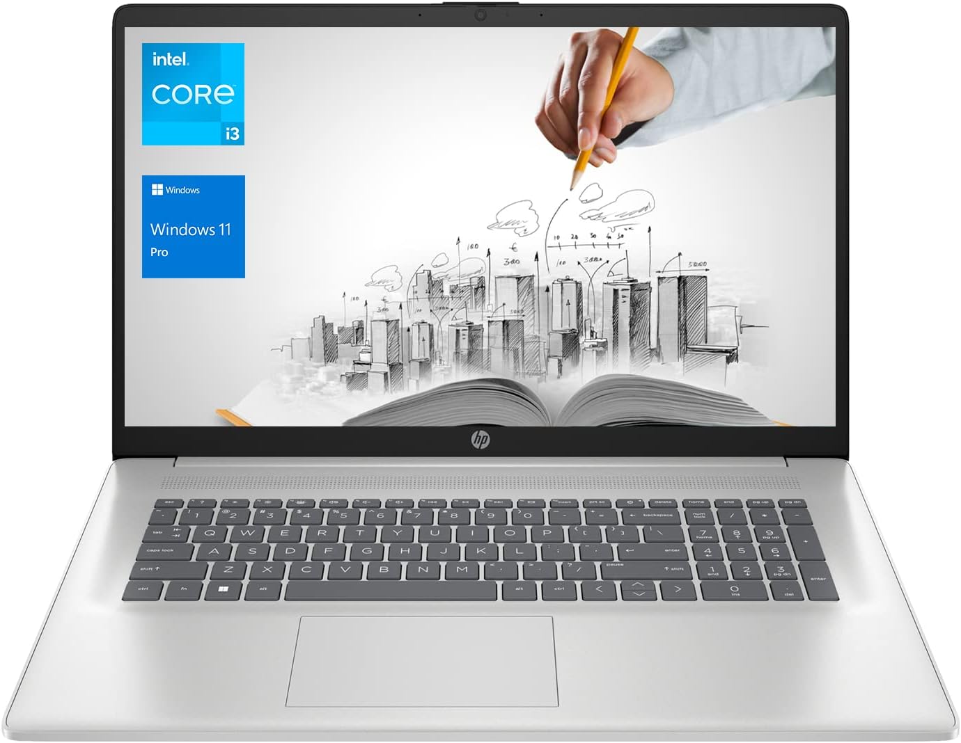 HP 17 Business Laptop, 17.3' HD+ Display, 11th Gen Intel Core i3-1125G4 Processor, 16GB RAM, 512GB SSD, Wi-Fi, HDMI, Webcam, Windows 11 Pro, Silver