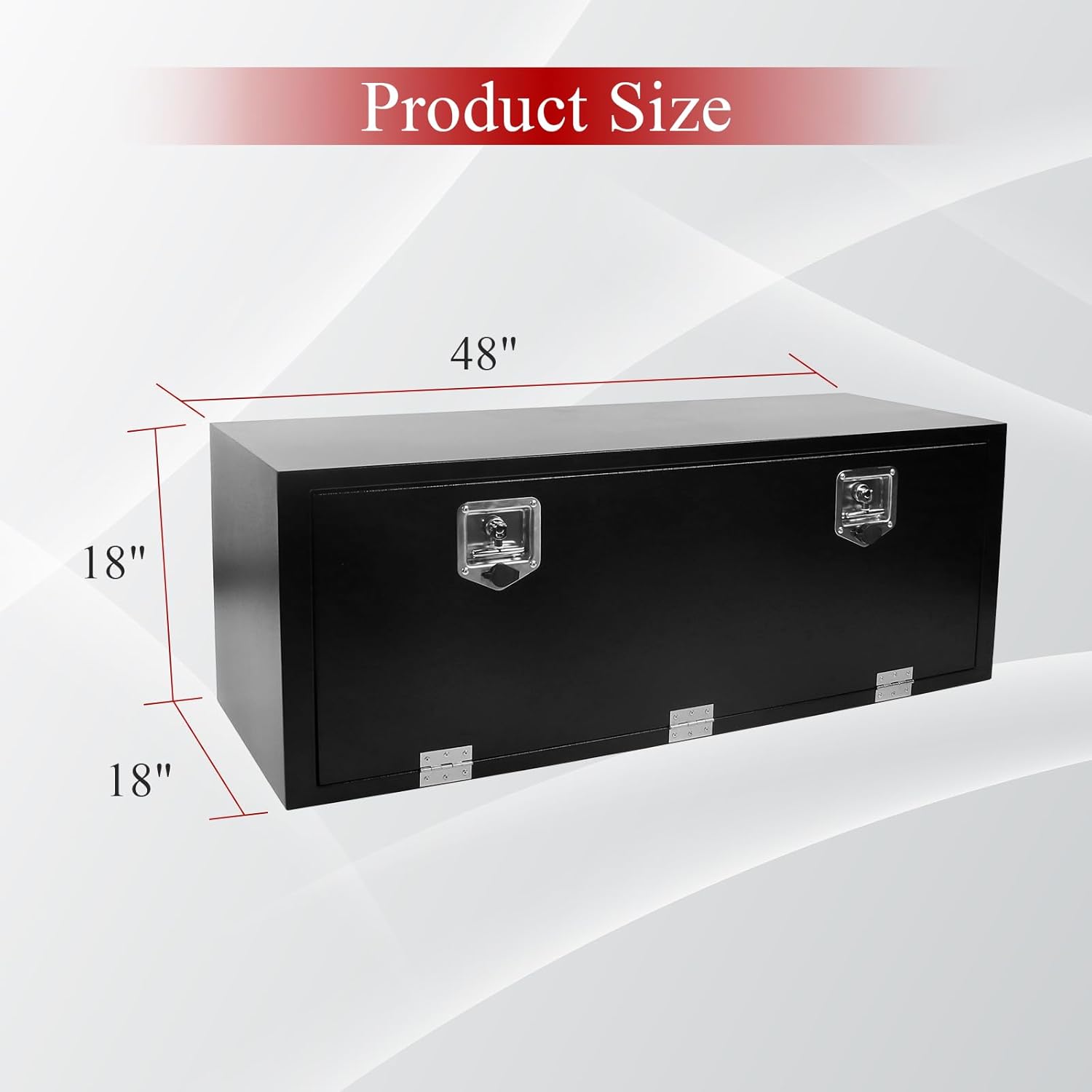 48'' Inch Steel Underbody Truck Tool Box & T-Handle Latch Heavy Duty For Trucks Trailers RV ATV Pickup Trucks Flatbeds Organization Storage Job Tool Chest -48'(L) x 18'(W) x 18'(H) Black