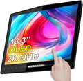 OLED Portable Touchscreen Monitor, 13.3' 2K 1MS Portable Gaming Monitor 100% DCI-P3 Ultra-Thin Computer External Display, External Second Screen USB C/HDMI with Smart Cover